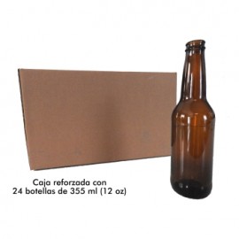 Botellas de Cerveza Long Neck Ambar (Caja Reforzada de 24)